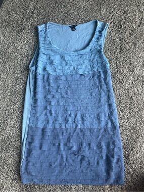 Ann Taylor Ombre Ruffle Tank Top - Light Blue to Blue